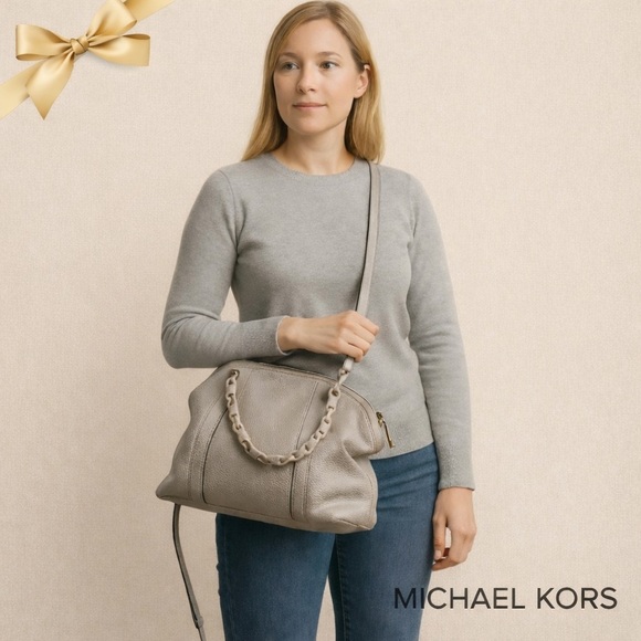 Michael Kors Handbags - Michael Kors Taupe Leather Shoulder Bag